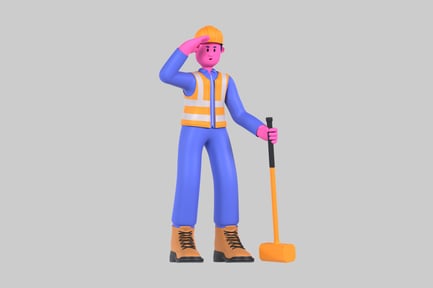 Preview: Stylized Construction Worker with Sledgehammer