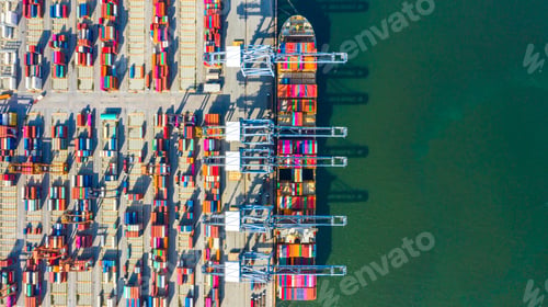 Preview: Container ship global business freight import export logistic transportation.