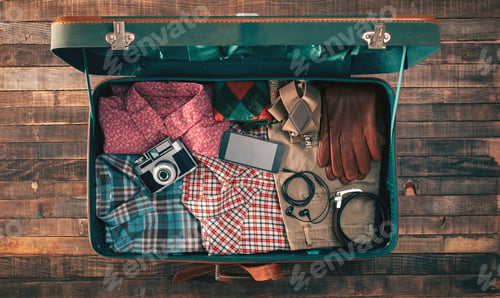 Preview: Hipster traveler packing
