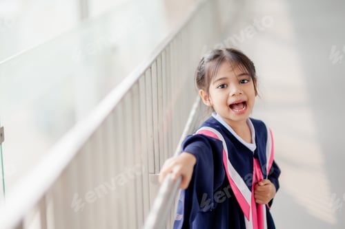 Preview: Happy Asian girls in graduation gowns on their graduation day at school.Graduation concept