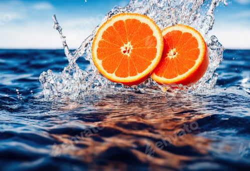 Preview: fresh water splash in orange isolated