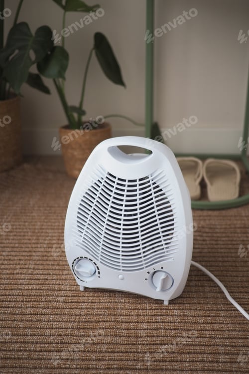 Preview: Electric heater placed on the floor in a home