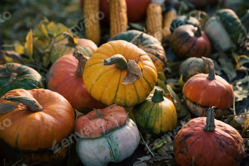 Preview: pumpkins in autumn Thanksgiving card