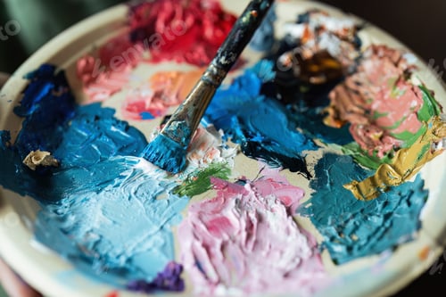 Preview: Colorful Palette of Mixed Oil Paints