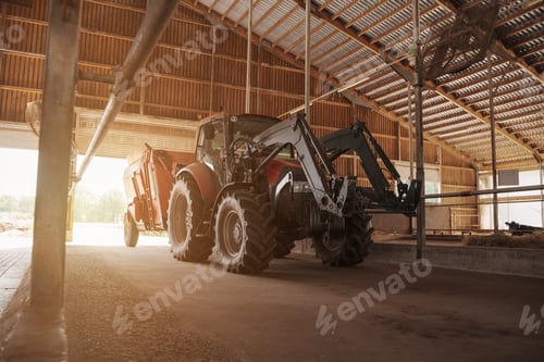 Preview: Modern Tractor Parked in a Farm Barn