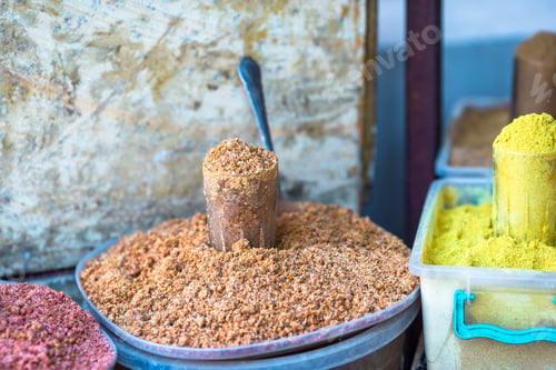 Preview: The central city market. Traps with different spices