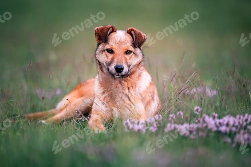 Preview: Beautiful adopted dog in a sunset light.