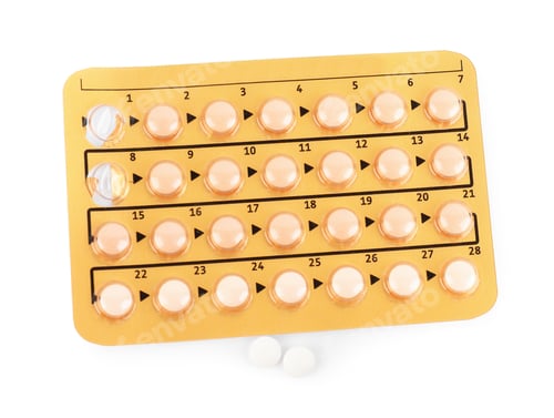Preview: Blister of contraceptive pills isolated on white