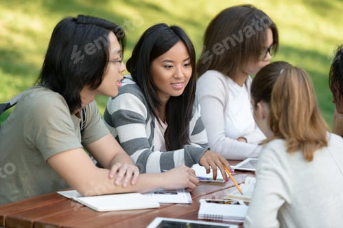 Preview: Multiethnic group of happy young students
