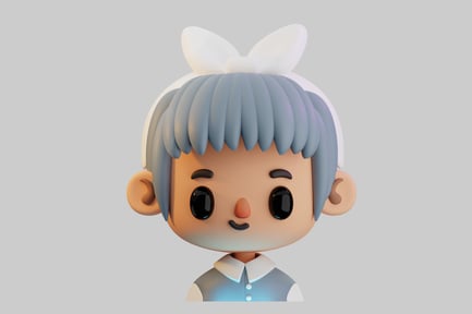 Preview: Cute cartoon girl with bow