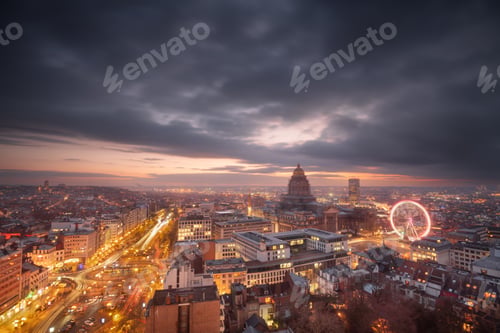 Preview: Brussels, Belgium Cityscape at Dusk