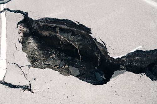 Preview: Big crack in the tarmac road