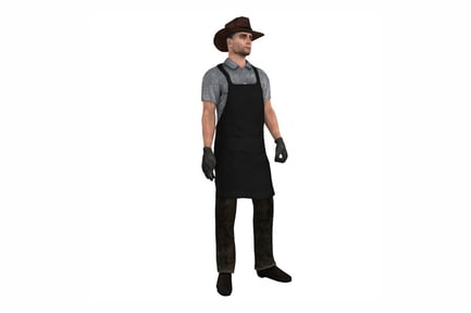 Preview: Wild West Blacksmith Character with Apron and Hat