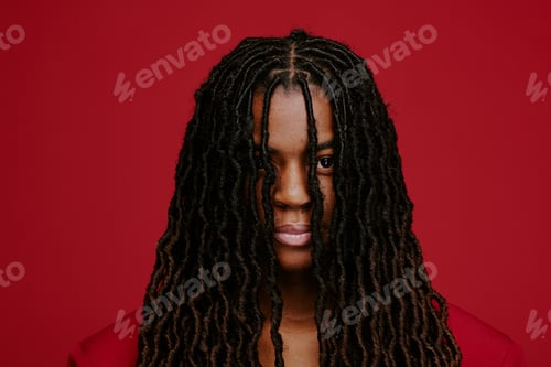Preview: Portrait of African American Person with Long Braided Hair