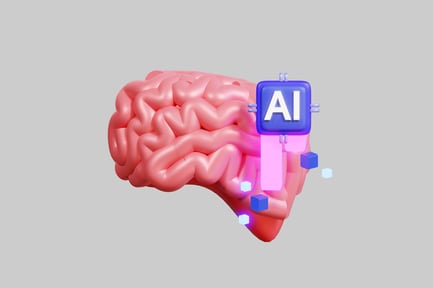 Preview: Brain with ai chip and inscription