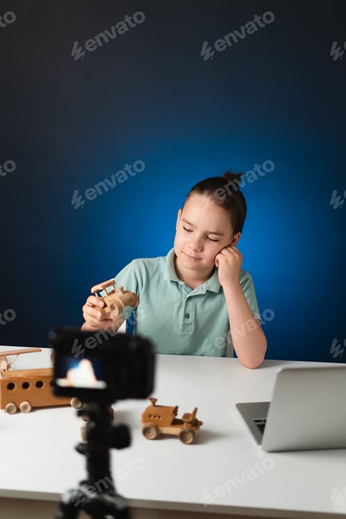 Preview: Young boy video blogger making stream with his followers