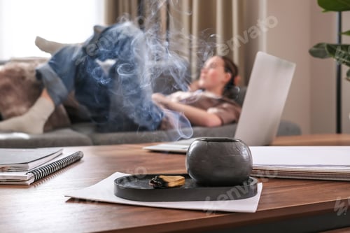 Preview: Remotely work.freelancer works remotely home.cozy workation, remote work,leisure, work life balance,