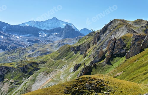 Preview: View of Grande Casse peak (3855m) and other mountains from Aiguille Percee, France