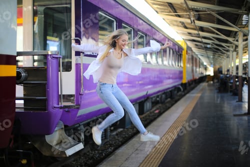 Preview: Portrait of attractive blonde hair young woman, Charming girl.