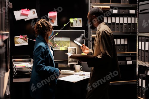 Preview: Police agents analyzing evidence and cooperating to solve crime