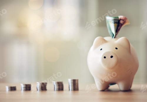 Preview: Piggy Bank and Coins for Savings