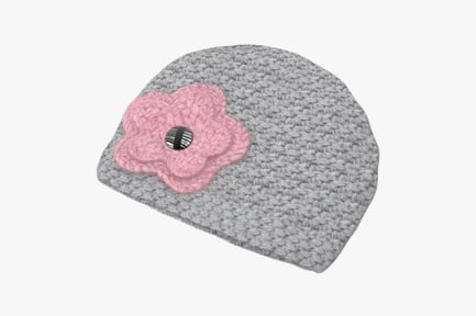 Preview: Knitted Newborn Cap with Flower Detail