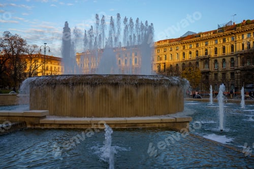 Preview: Milan, Italy: the fountain known as Torta degli Sposi