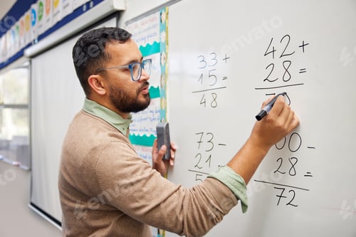 Preview: Hispanic teacher explaining math during lesson at primary school