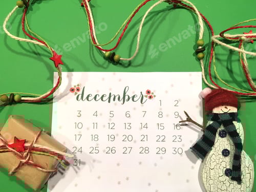 Visualização: Calendário plano de dezembro