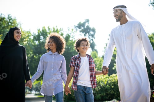 Preview: Cinematic image of a family from the emirates spending time at the park