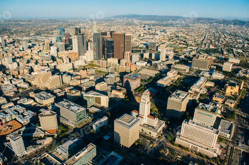 Preview: Aerial view of city and skyscrapers, Los Angeles, California, USA