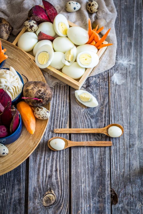 Preview: Ingredients for salad on wooden background