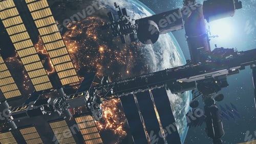 Preview: International Space Station against starlight