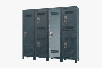 Preview: Weathered Blue-Gray Lockers with Combination Locks