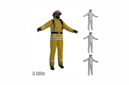 Preview: Firefighter in protective gear three-pose study