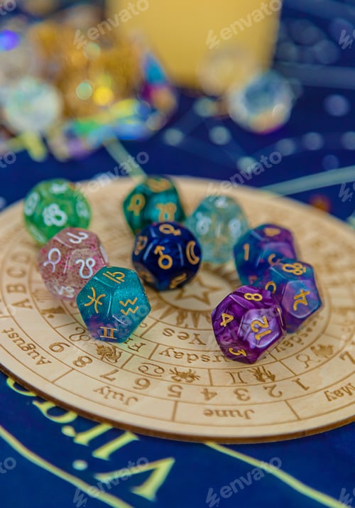 Preview: Numerology numbers on the table astrology. Selective focus.