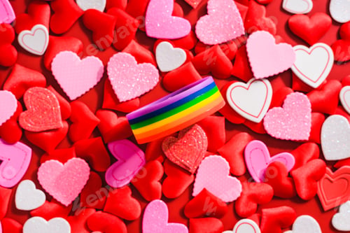 Preview: Romantic background for valentines of red hearts for gay couples in love.