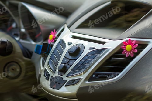 Preview: Interior of a moderm car. Control panel in a vehicle