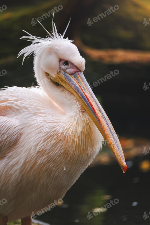 Preview: White Pelican with Vibrant Beak