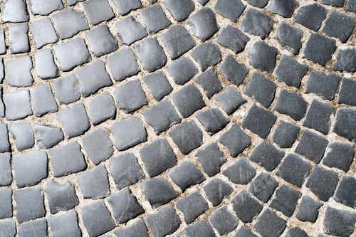 Preview: Stone pavement texture. Granite cobble stoned pavement background.