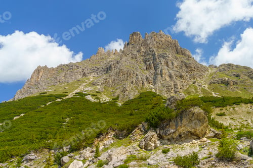 Preview: Mountain landscape along the road to Pordoi pass, Dolomites