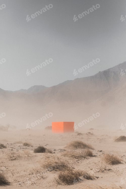 Preview: Orange cube in the Californian desert