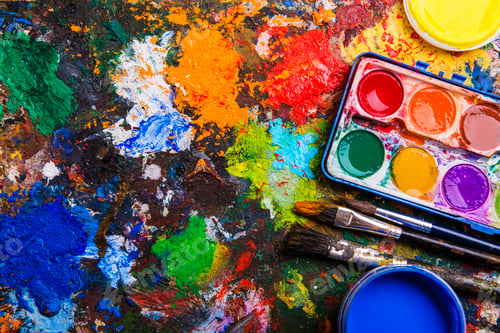 Preview: Watercolor paints and paintbrushes
