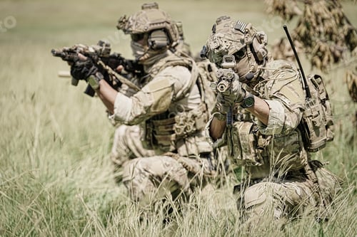 Preview: United States Army ranger. Elite fighter of special forces ready for battle