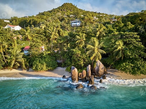 Preview: Beach at Seychelles aerial top view