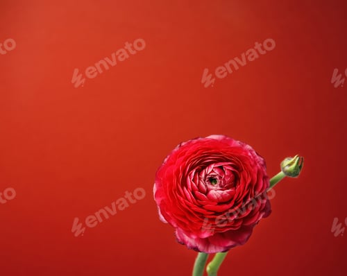 Preview: Beautiful ranunculus flower on color background