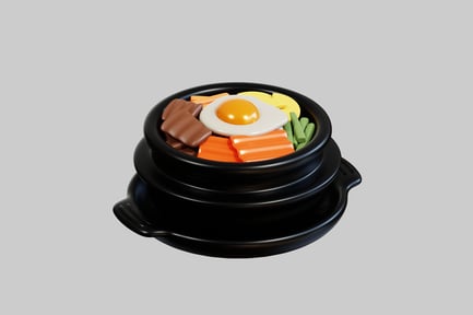 Preview: Black ceramic pot with food