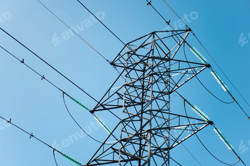 Preview: HIgh voltage transmission network lines in Australia . Double Circuit Steel pole transmission tower.