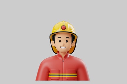 Preview: Cartoon firefighter character