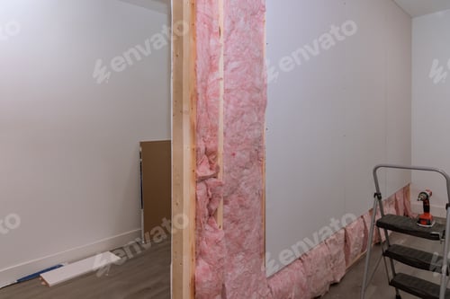 Preview: Screwing drywall on beams framing after installing sound and thermal insulation
